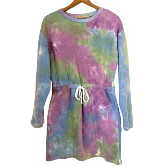 NEW Tie Dye Sweatshirt Dress - Angel Kiss - Size Large - Picture 1 of 7